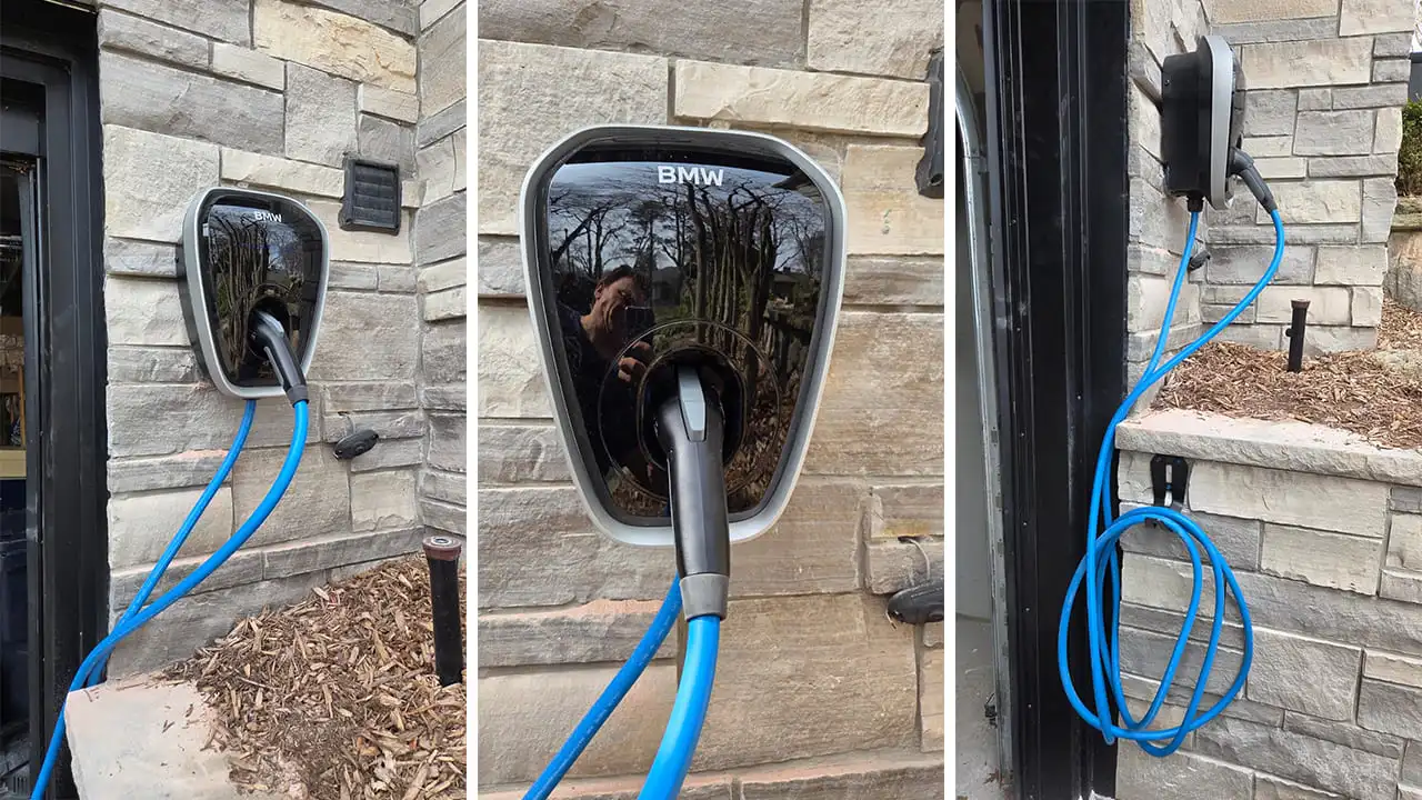 EV charger installation in Mississauga home exterior wall