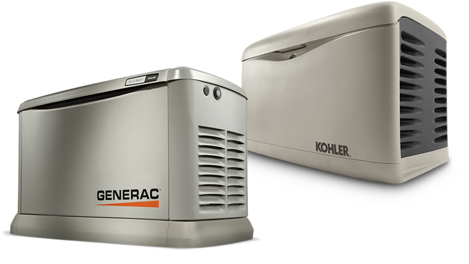 Generac and Kohler standby generators installed outside Ontario homes